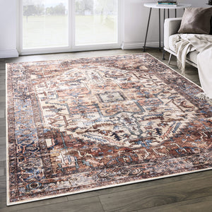 Vintage Medallion Terracotta Area Rug