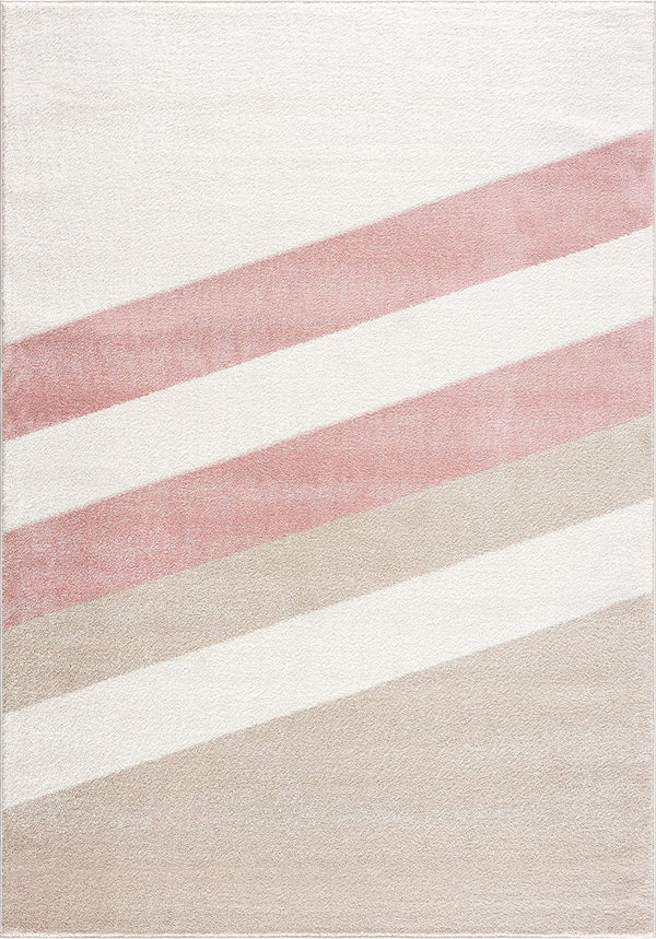 Mid-Century Contemporary Area Rug – Ivory, Beige & Blush Pink