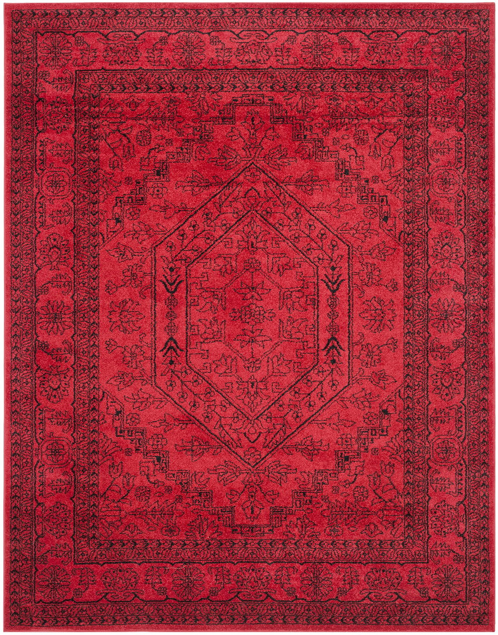 Red & Black Oriental Area Rug 10x14 – Traditional Medallion, Non-Shedding, Machine Woven