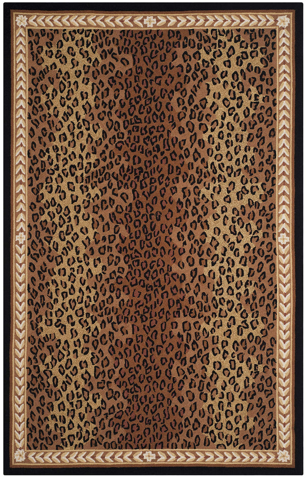Hand-Hooked Wool Area Rug – Leopard Pattern, 6' x 9'