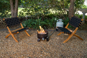 Acacia Wood Folding Chair with Woven Webbing Seat