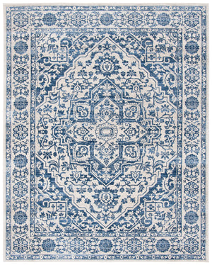 Navy & Light Grey Medallion Distressed Area Rug 9' x 12'