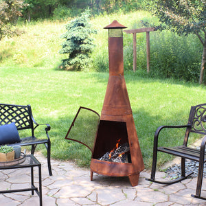 70-Inch Steel Chiminea Wood-Burning Outdoor Fireplace