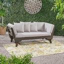 Convertible Outdoor Daybed Sofa – 3-Seater Acacia Wood Patio Couch