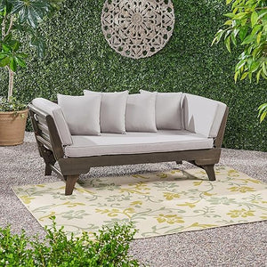Convertible Outdoor Daybed Sofa – 3-Seater Acacia Wood Patio Couch