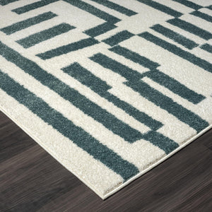 Modern Lines Area Rug – Cream & Green Geometric Design