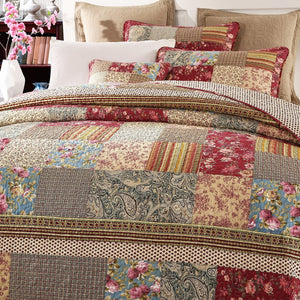Cotton Patchwork Floral Quilt Set