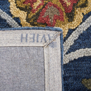 Handmade Wool Area Rug 9x12 Modern Floral Navy Multi