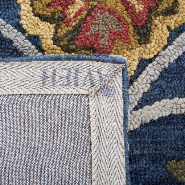 Handmade Wool Area Rug 9x12 Modern Floral Navy Multi