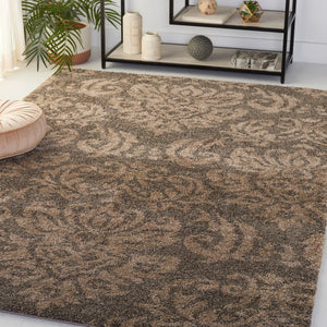 5'3" x 7'6" Shag Area Rug – Damask Design, Non-Shedding, 1.2-Inch Thick