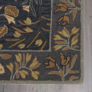 Hand-Tufted Wool Area Rug 5x8 Floral Traditional Beige Blue