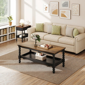 2-Tier Farmhouse Coffee Table with Storage