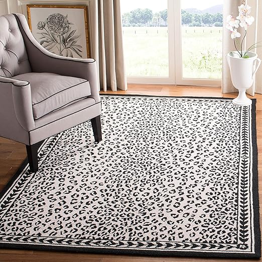 Hand-Hooked Wool Area Rug – Leopard Pattern, 6' x 9'