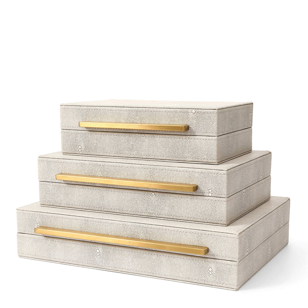 Decorative Storage Boxes Set of 3 – PU Leather Jewelry Organizer with Gold Handle