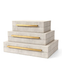 Decorative Storage Boxes Set of 3 – PU Leather Jewelry Organizer with Gold Handle