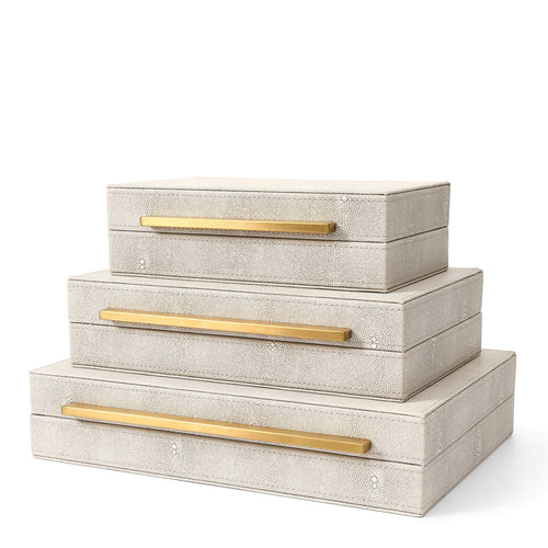 Decorative Storage Boxes Set of 3 – PU Leather Jewelry Organizer with Gold Handle