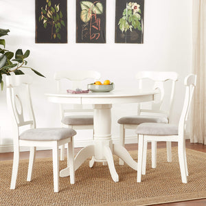 5-Piece Round Pedestal Dining Set with Cushioned Chairs