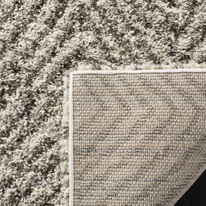 8x10 Ivory Grey Chevron Shag Area Rug – Non-Shedding, Ultra Plush Pile