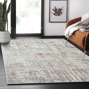 Vintage Beige Swirl Area Rug – Power Loomed Polypropylene