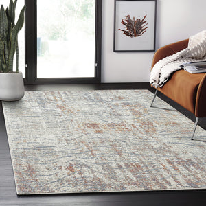 Vintage Beige Swirl Area Rug – Power Loomed Polypropylene