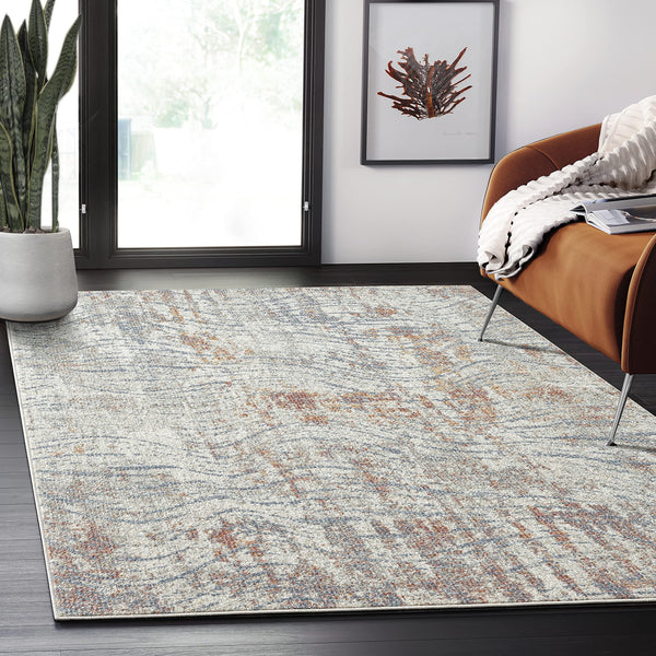 Vintage Beige Swirl Area Rug – Power Loomed Polypropylene