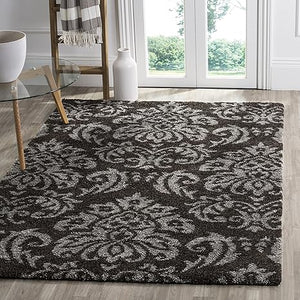 5'3" x 7'6" Shag Area Rug – Damask Design, Non-Shedding, 1.2-Inch Thick