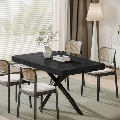 Extendable Rectangular Dining Table with Hidden Storage