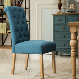Tufted Parsons Dining Chair Set of 2 – Upholstered High-Back Wood Frame