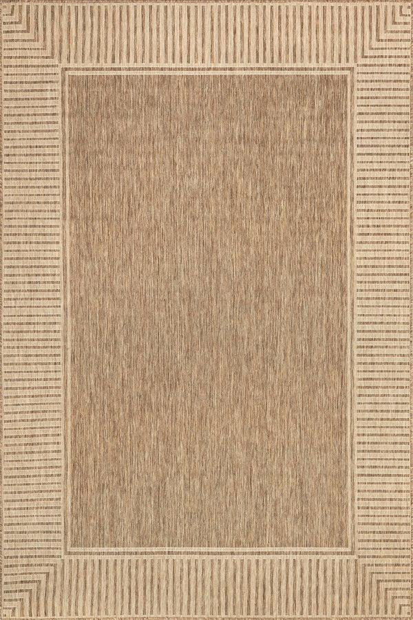 8x10 Indoor Outdoor Area Rug – Bordered Light Brown