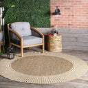 5x8 Indoor Outdoor Area Rug – Light Brown Striped Border