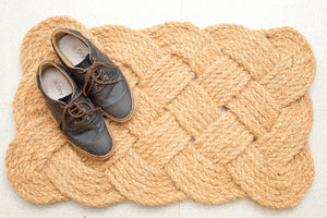 Coir Rope Woven Doormat 18" x 30" – Natural Fiber Nautical Entryway Mat