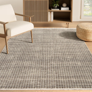 Brown Micro Grid Area Rug – Geometric, Non-Shedding, Pet-Friendly