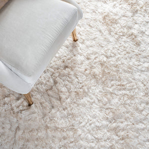 Ivory Handmade Shag Area Rug 3x5 – Soft Flowing Pile for Bedroom, Hallway & Entryway