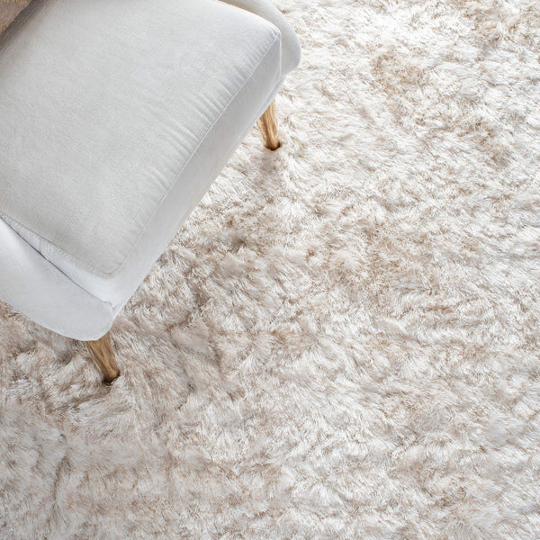 Ivory Handmade Shag Area Rug 3x5 – Soft Flowing Pile for Bedroom, Hallway & Entryway