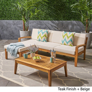 5-Piece Outdoor Sectional Sofa Set with Coffee Table and Ottoman