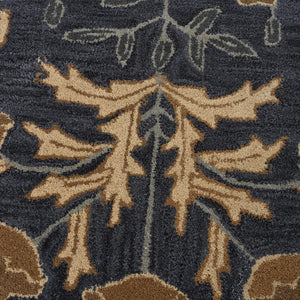 Hand-Tufted Wool Area Rug 5x8 Floral Traditional Beige Blue
