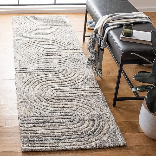 Mid-Century Modern Abstract Runner Rug 2'3" x 12'