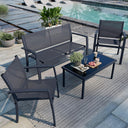 4-Piece Outdoor Patio Furniture Set with Glass Coffee Table