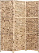 3-Panel Woven Seagrass Room Divider with Wood Frame