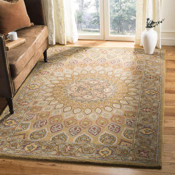 Hand-Tufted Wool Area Rug 4' x 6' – Traditional Oriental Medallion