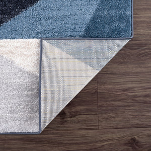 Gray & Blue Geometric Area Rug | 5' x 8' Contemporary Rectangular