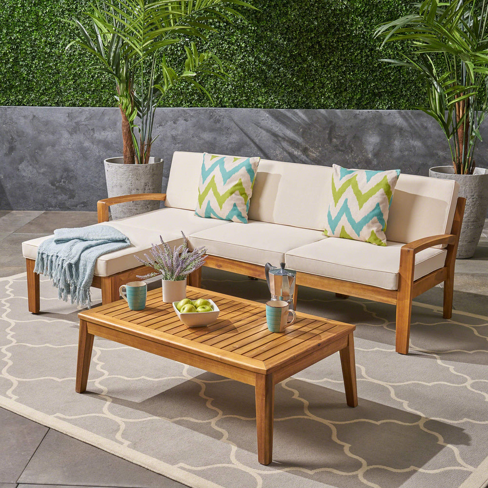 5-Piece Outdoor Sectional Sofa Set with Coffee Table and Ottoman