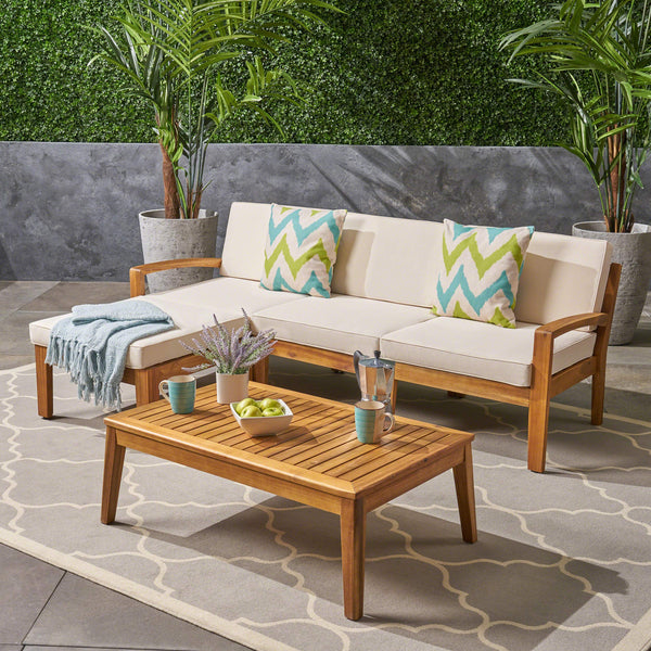 5-Piece Outdoor Sectional Sofa Set with Coffee Table and Ottoman