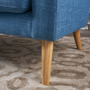 Mid-Century Modern Loveseat – Muted Blue Fabric