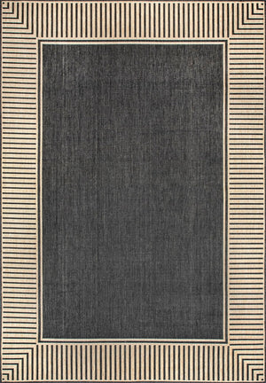 Dark Grey Geometric Indoor Outdoor Area Rug 8x10