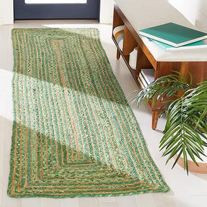 Handmade Jute & Cotton Runner Rug – 2'3" x 13' | Geometric Braided Design