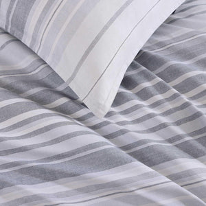 Bold Stripe Grey Cotton Comforter Set with Shams