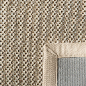 Natural Fiber Sisal Runner Rug 2'6" x 10' – Marble & Beige with Fabric Border