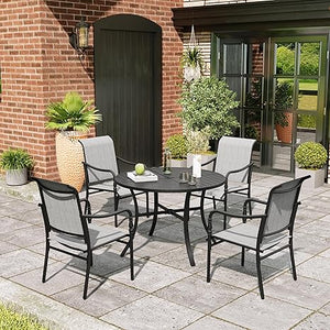 Outdoor Patio Dining Set with Textilene Chairs & Rectangular Table