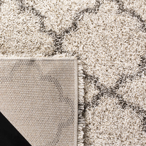 6' x 9' Moroccan Trellis Shag Area Rug – 2-Inch Thick, Non-Shedding, Ivory & Grey